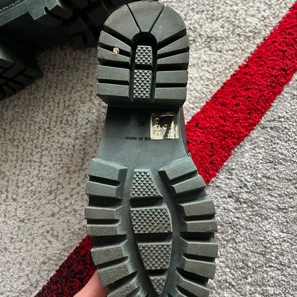 Free People Green Leather Upper Heeled Loafers - Picture 5 of 6